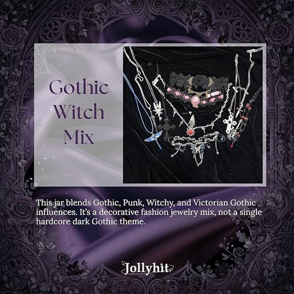 Mystery Jewelry Jar 30pcs Gothic Witchy Set Women Halloween Gift Rings Earrings - Picture 4 of 7